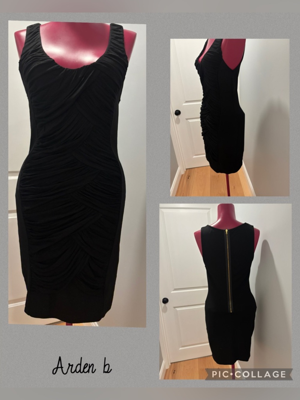 Arden B Black bodycon Textured Midi Dress M